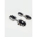 Obsidian Black Stone Burst Statement Earrings